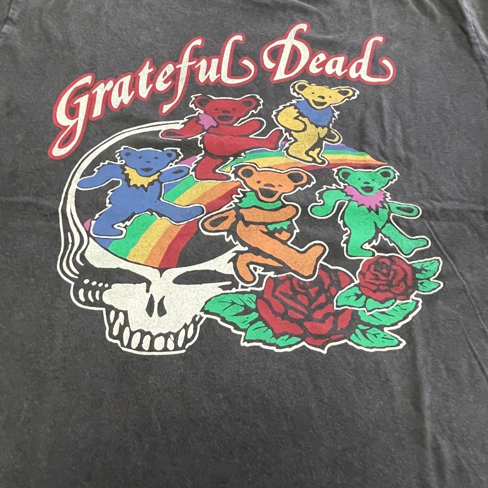 Lucky Brand Grateful Dead Rainbow Skull Dancing Bears Washed Black Tee NWT L